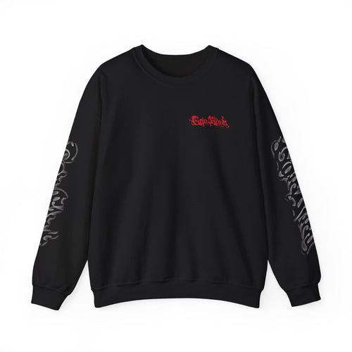 AndTeam-Single : Go in Blind concept Crewneck Sweatshirt — Red Wolf Graphic on Black