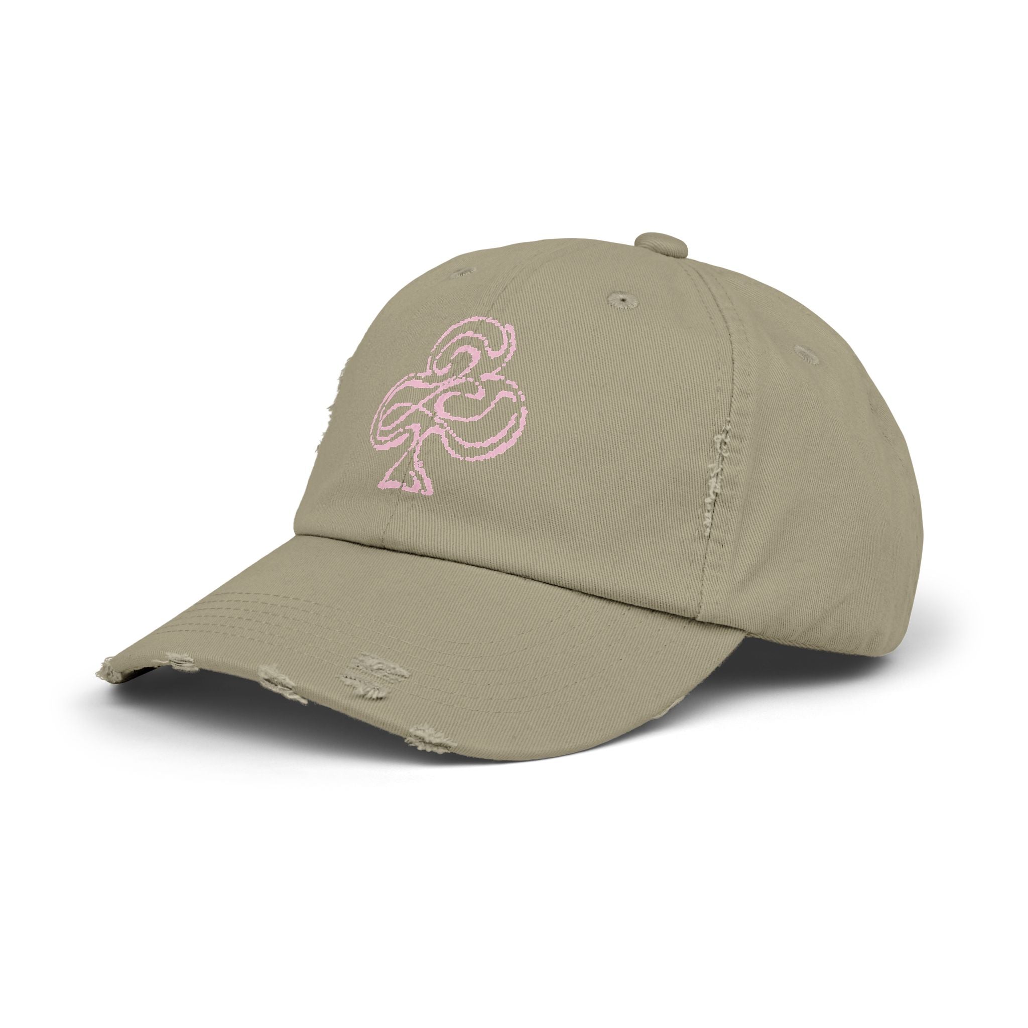 Distressed Black Cap with Pink Floral Club Embroidered Logo